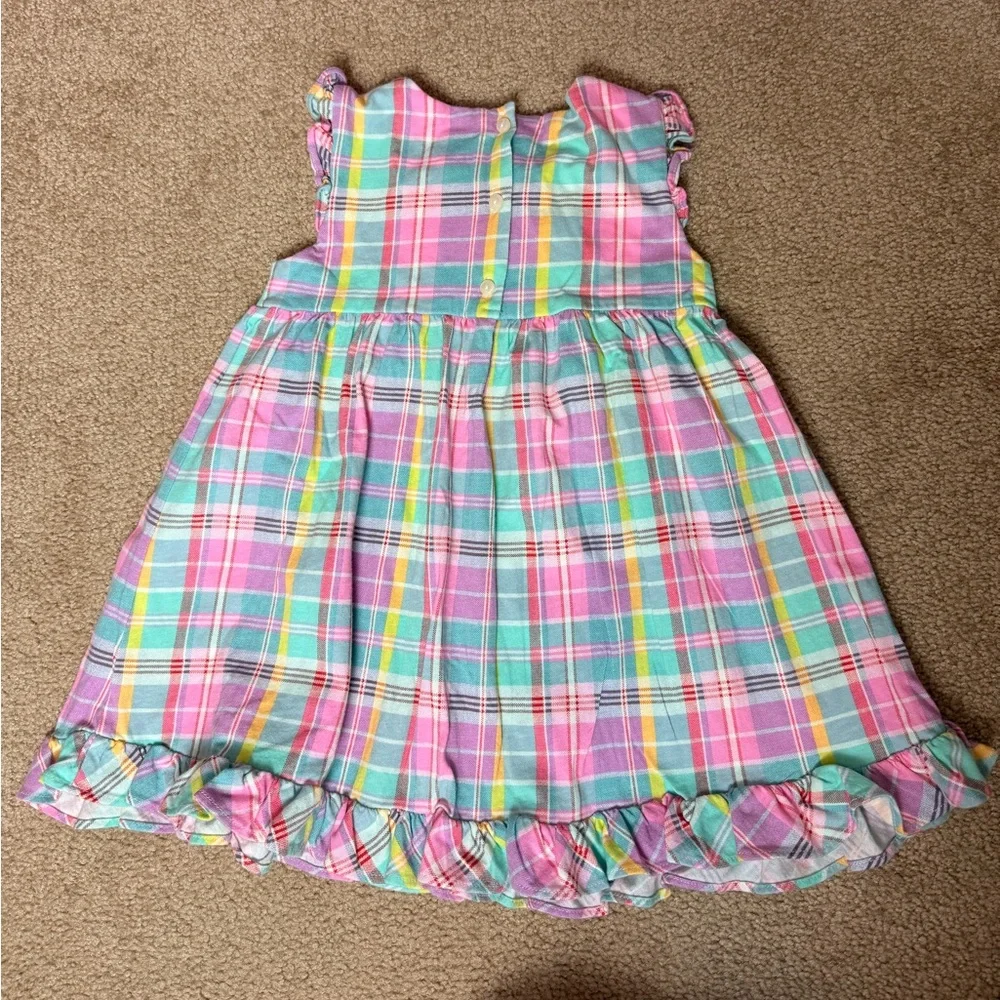 Ralph Lauren Baby Girls‎ Plaid Dress 24M Pink Ruffle Cotton Pony Logo